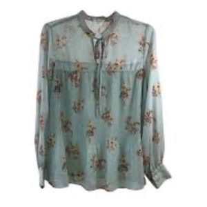 Pleione Long Sleeve Sheer Blouse Women Size M Very good Condition SZ Medium